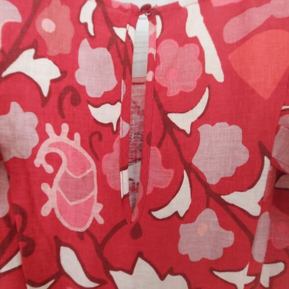 Rhode Sleeveless Dress Size 4 Red Floral Linen Midi Dress - Picture 7 of 7